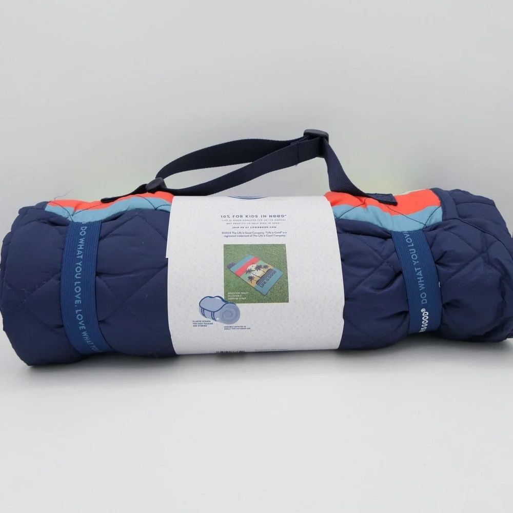 Life Is Good Outdoor Blanket Blue Palm Trees 70